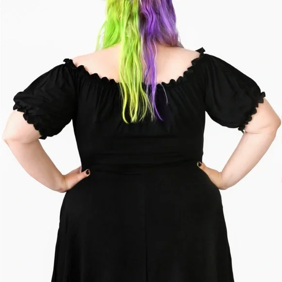 Foxblood Black Gretel Dress Off The Shoulder with Puff Sleeves size XL - Picture 2 of 5
